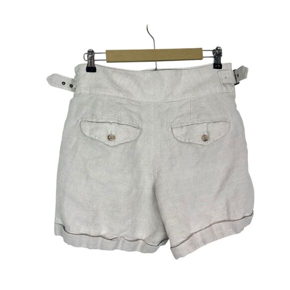 Banana Republic Shorts Women  6 Beige Linen High Rise Pleated Belted side Buckle - Picture 4 of 16